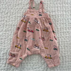 NWT Angel Dear Cotton Muslin Golf Cart Print Sleeveless Romper 3-6M